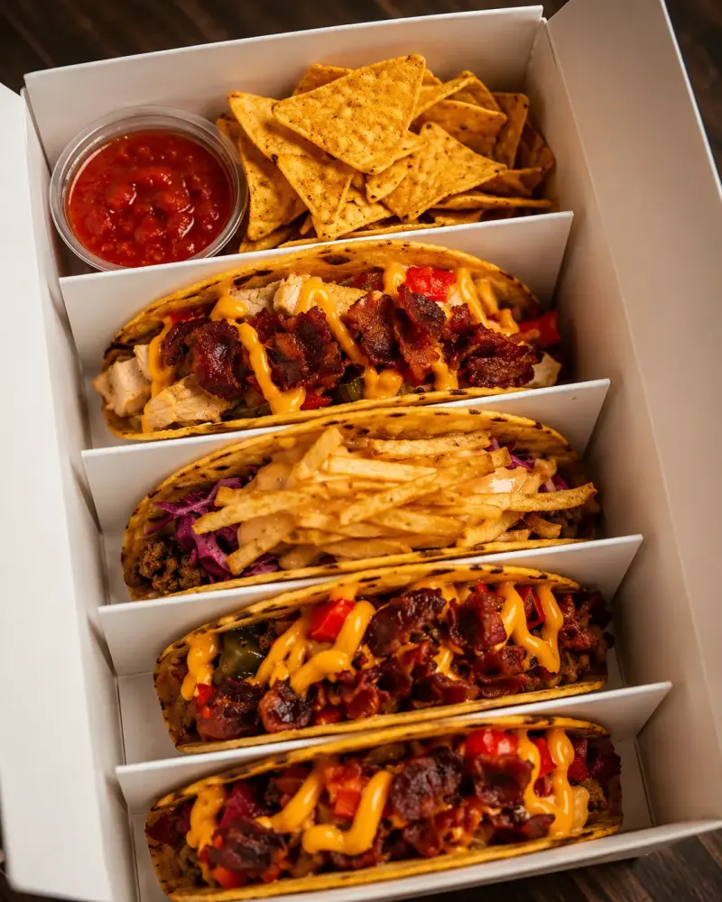 Box 3 Tacos + Nachos + Salsa